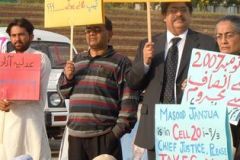 Athar Minallah, Asma Jahangir and Shakil Ahmad at D Chock Protest